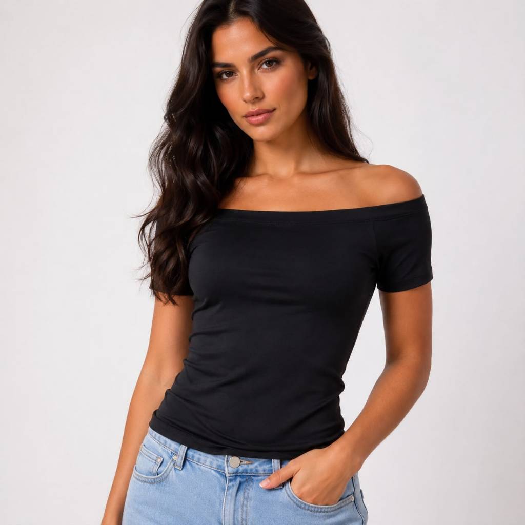 Blusa Ombro A Ombro Feminina Poliamida Premium Alta Qualidade Ajuste Perfeito Confortável Elegante