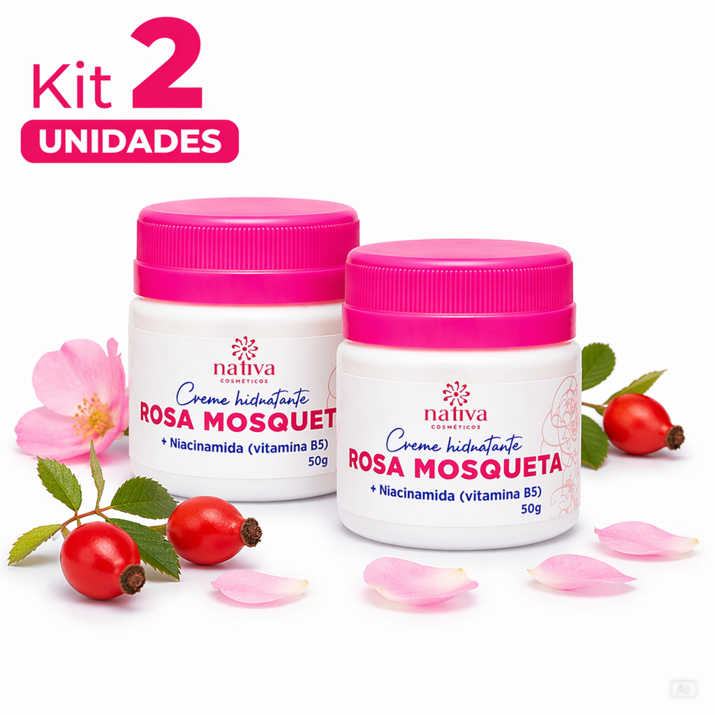 Kit 2 unidades Creme Facial Rosa Mosqueta Clareador Hidratante Anti Manchas 50g