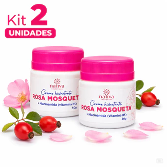 Kit 2 unidades Creme Facial Rosa Mosqueta Clareador Hidratante Anti Manchas 50g