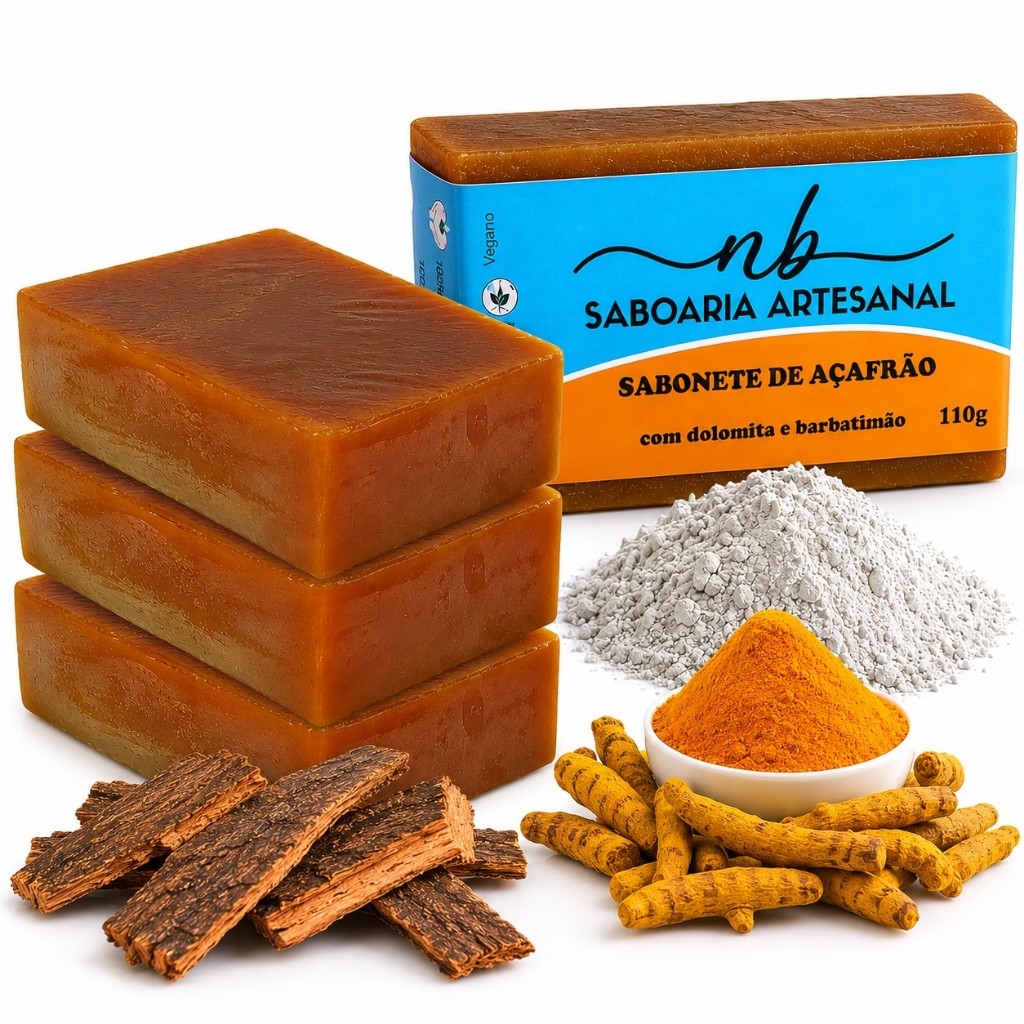 Kit 3 Sabonete Açafrão com Dolomita Depila e Clareia Natural