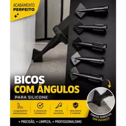 Kit 5 Bicos Angulados para Silicone 3 5 8 10 12 mm Acabamento de Cantos e Rejuntes