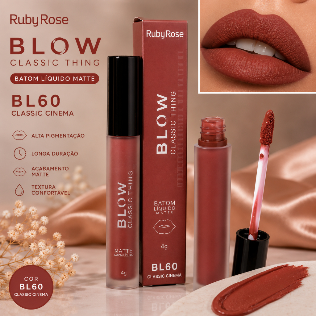 Batom Líquido Matte Ruby Rose Blow Classic Thing BL60 Classic Cinema 4g