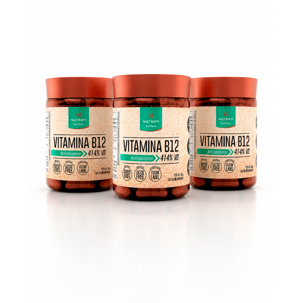3x Vitamina B12 Metilcobalamina 414% 60caps cada Nutrify Original