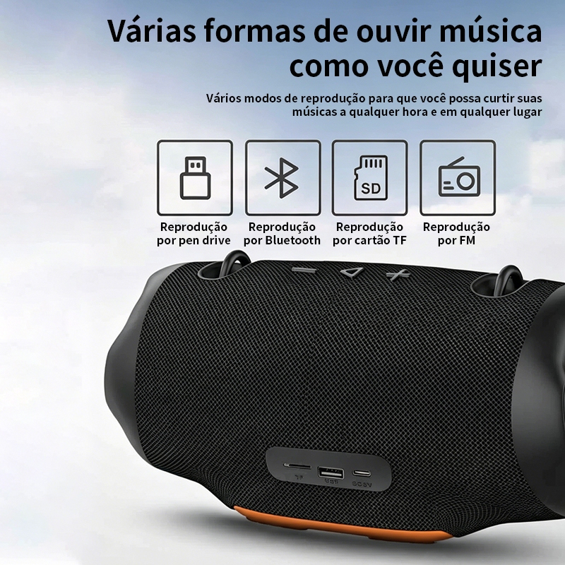 Caixa de som bluetooth tws Luz RGB Xtreme 4 Pen Drive FM Tipo-C Resistente A Água IPX6 — foto 3