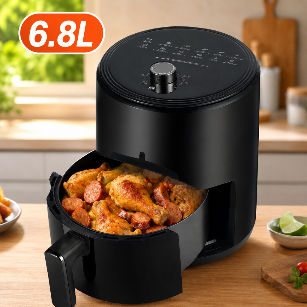 Fritadeira Elétrica Air Fryer 6.8L 1400W 127V sem Óleo Inox 304 Antiaderente Digital Timer Saudável Família Programável