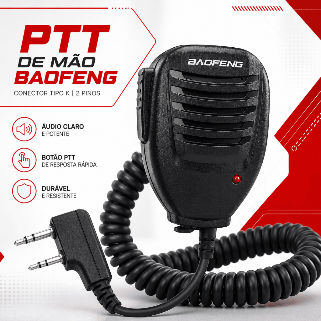 Microfone Ptt Mike Rádio Ht Baofeng Externo Alto Falante UV21 UV5R UV6R UV17 UV6