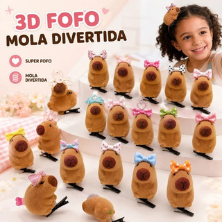 Kit 8 Peças Capivara 3D Grampos de Cabelo - Bico de Pato | Acessórios Fofos para Cabelo Infantil