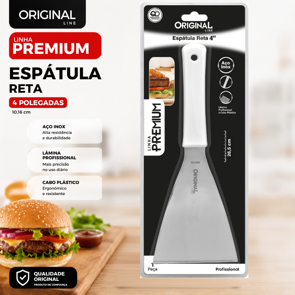 Espatula chapeiro Premium Reta 4"  Utilidade Cozinha