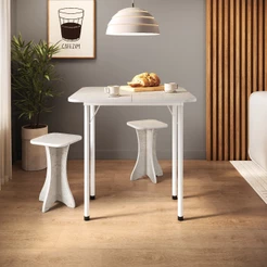 Conjunto Mesa Dobrável Com 2 Bancos EM MDP ROCHA RARA Cozinha Jantar Sala # PROMOCAO #