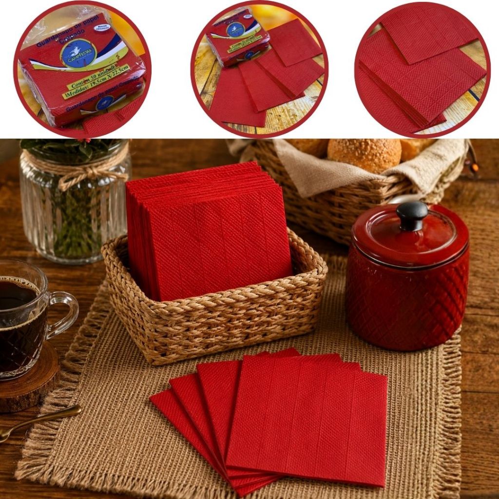 50~300 GUARDANAPOS VERMELHO FESTA 19,5 X 22,5 CAMPFESTA (CHOCO)