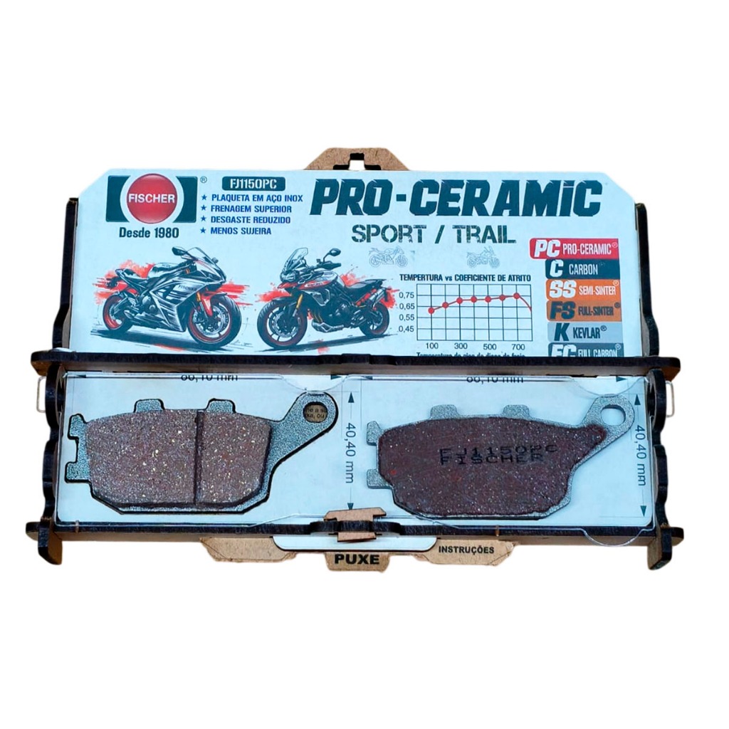 Pastilha Fischer Tras Dl 650/1000 V-strom Bandit 1250 1150 - ORIGINAL FISCHER (CERÂMICA)