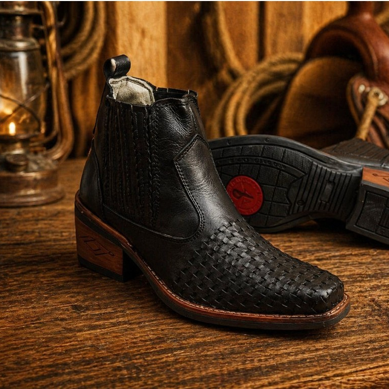 Bota Country Masculina Elástico Com Salto Carrapeta Costurada de alta Qualidade Passeio ou Trabalho