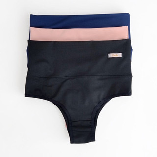 Kit Calcinha Feminina Suplex Pala Alta Dupla Cinta De Compressão Sustentação Modeladora