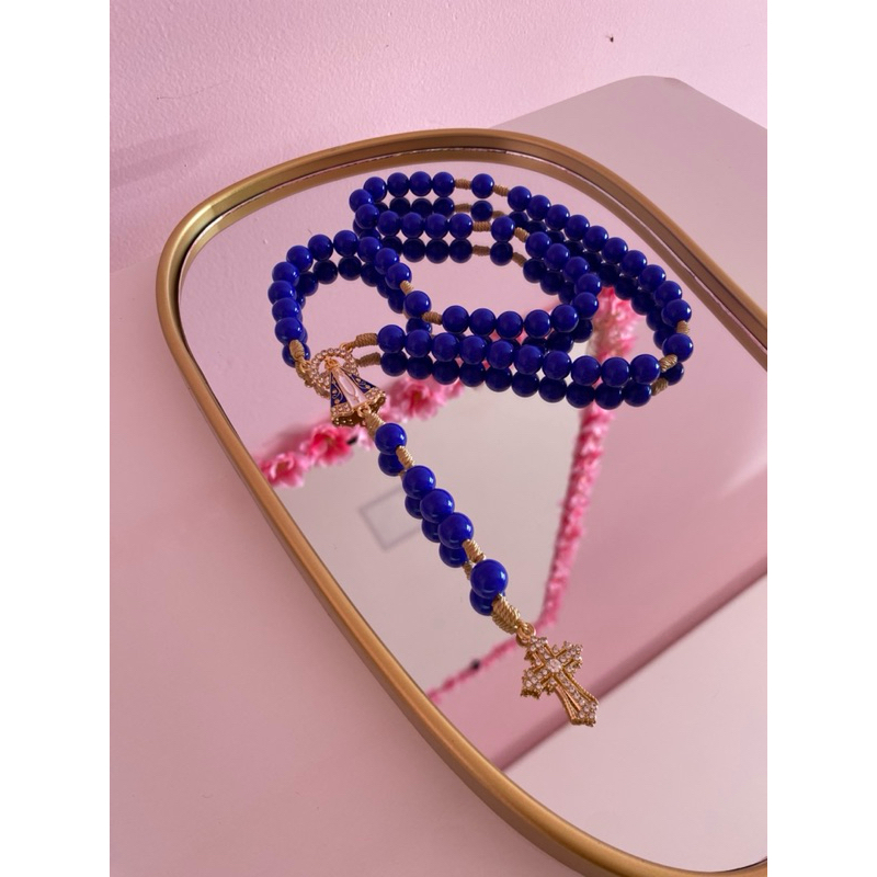 terço, Nossa Senhora Aparecida, terço artesanal, terço católico, strass, presente religioso.