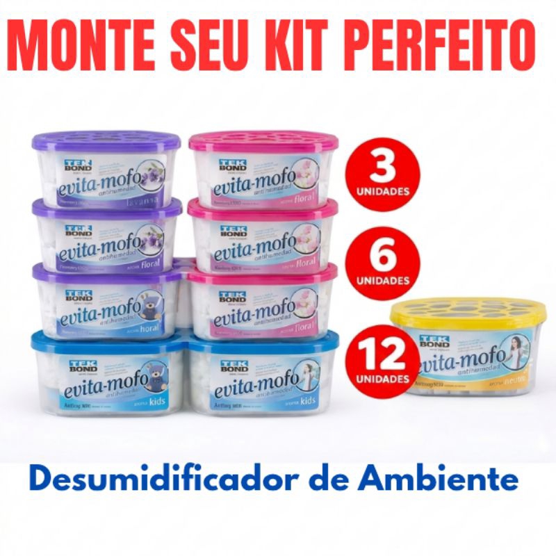 Kit 3 Evita Mofo Tekbond 100g Desumidificador Anti Mofo Anti Umidade Guarda Roupa Armário Gaveta Ambiente
