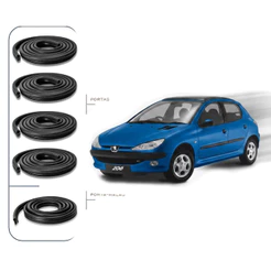 Kit Borrachas Vedação 4 Portas e 1 Mala Peugeot 206 207 307