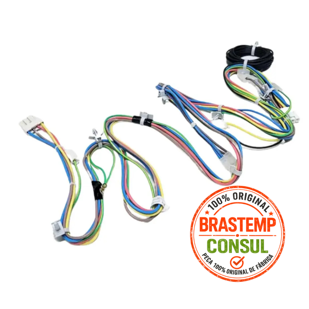 REDE ELÉTRICA CHICOTE INFERIOR LAVADORA CONSUL/BRASTEMP ORIGINAL - CWB09AB - CWB09BB - CWB10BB - CWM09AB