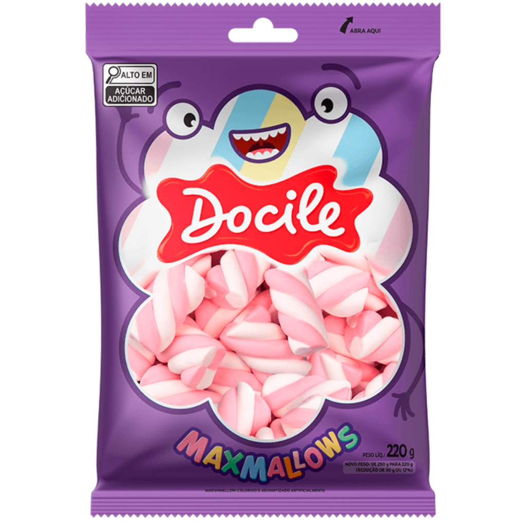Marshmallow Twist Rosa e Branco 220g Docile