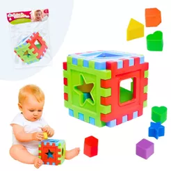 Cubo Educativo Brinquedo Interativo Didático Formas Geométricas De Encaixar