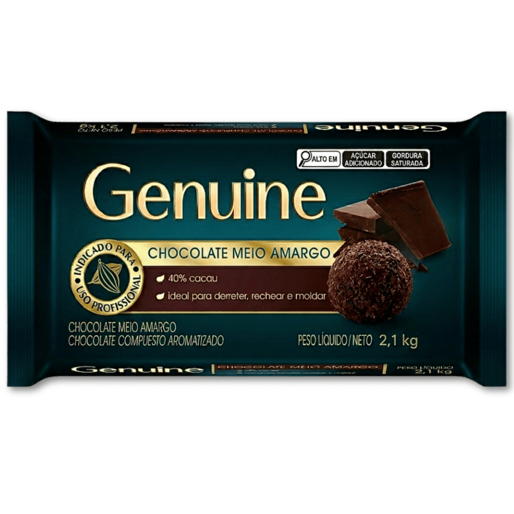 Barra Chocolate Genuine 2,1Kg - Chocolate Meio Amargo
