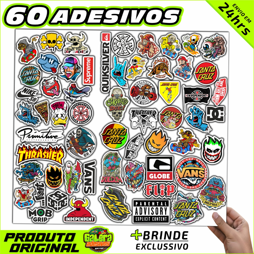 60 ADESIVO Skate Shape Surf Marca De Moda Bagagem Mala Carro Moto Telefone Notebook Bicicleta Bike