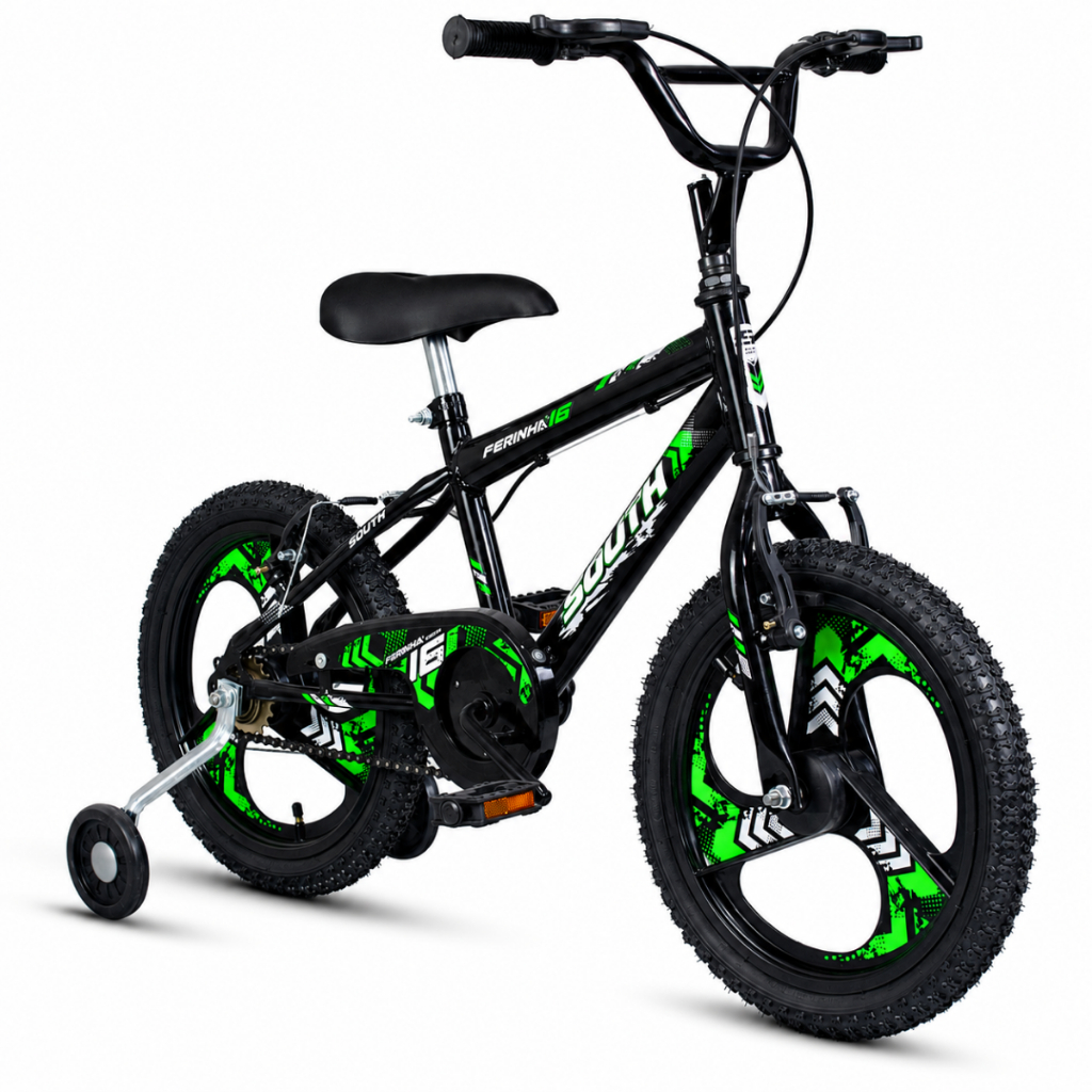 Bicicleta Aro 16 Infantil South Ferinha para Meninos Rodinha de apoio Aço carbono  freio v-brake