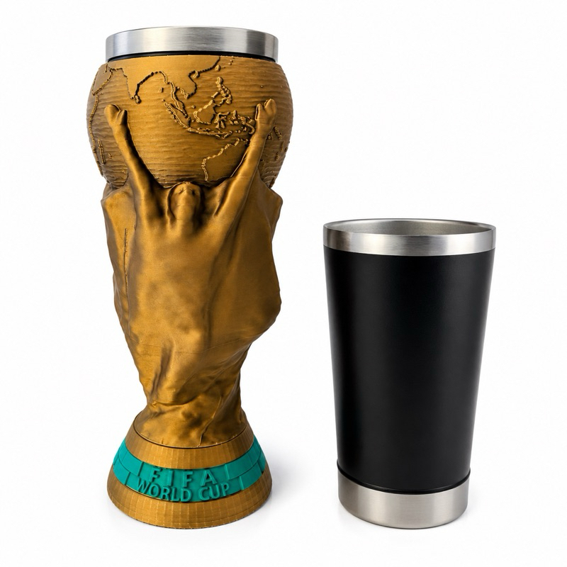 Suporte Taça Copa Do Mundo Com Copo 700ml Decoração Futebol Taça OuroVelho Enfeite Colecionável