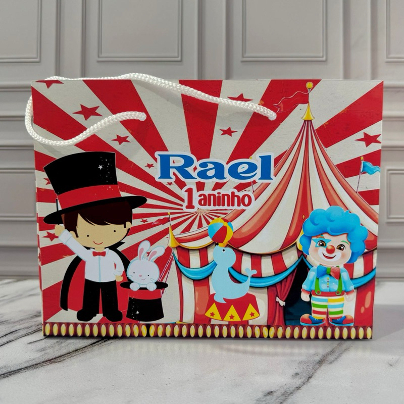 Sacolinha G Personalizada do Circo/ modelo 01/ para festa infantil / Papelaria/ sacola/ aniversário