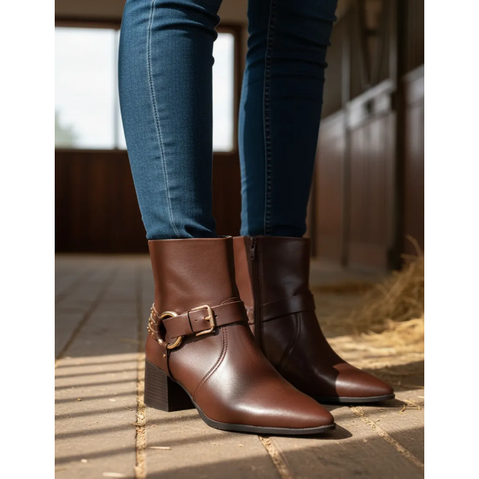 Bota Ramarim Coturno Feminino Salto Medio Anabela Com Zíper Original