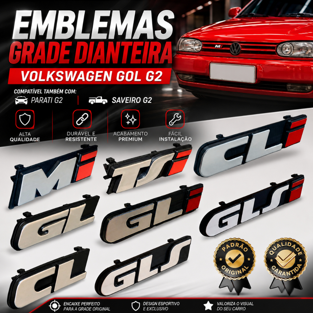 Emblema Grade Gol Parati Saveiro G2 Bola MI CL GL CLI GLI TSI GLS GLSI Padrão Original