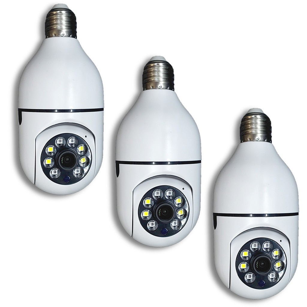 Kit 3 Camera Ip Segurança Lampada Panoramica Rastreio Wifi Espia Orbitronic