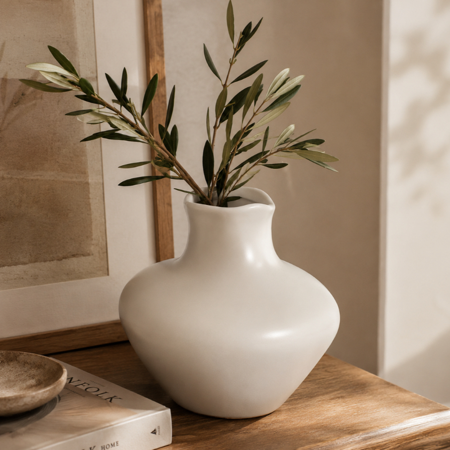 Vaso Decorativo Movimento 2 19x18cm 2A Cerâmica Organica Fosco Acetinado Sofisticada Decoração Sala
