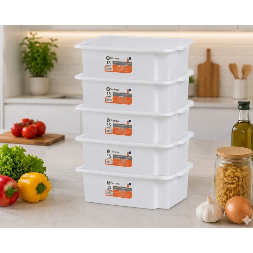 Conjunto Kit 5 Caixa Bandeja Com Tampa Frigorifica Açougue Aves Carnes Multiuso 15l Rischioto Casa Cozinha Armazenamento
