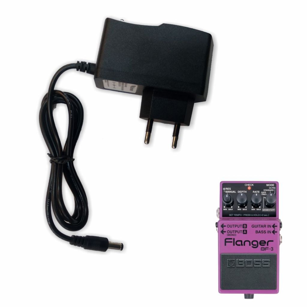 Fonte Para Boss BF-3 Flanger - Pedal Guitarra - Bivolt (Cabo De Força /Cabo De Energia /Carregador) - R2513