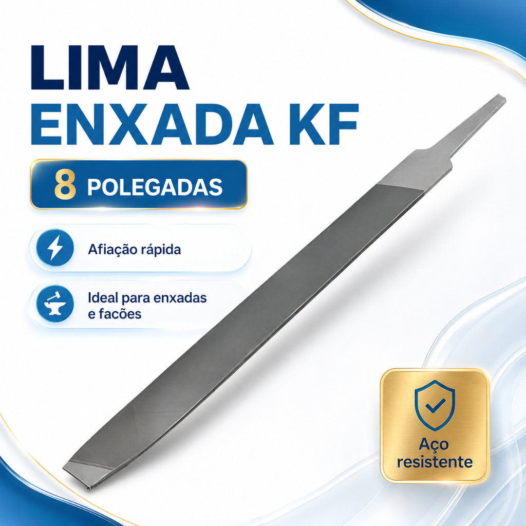 Lima Enxada K&F Chata Murça 8 Pol para Pedreiro Agricultor Amolar Facão Foice Machado Faca Aço