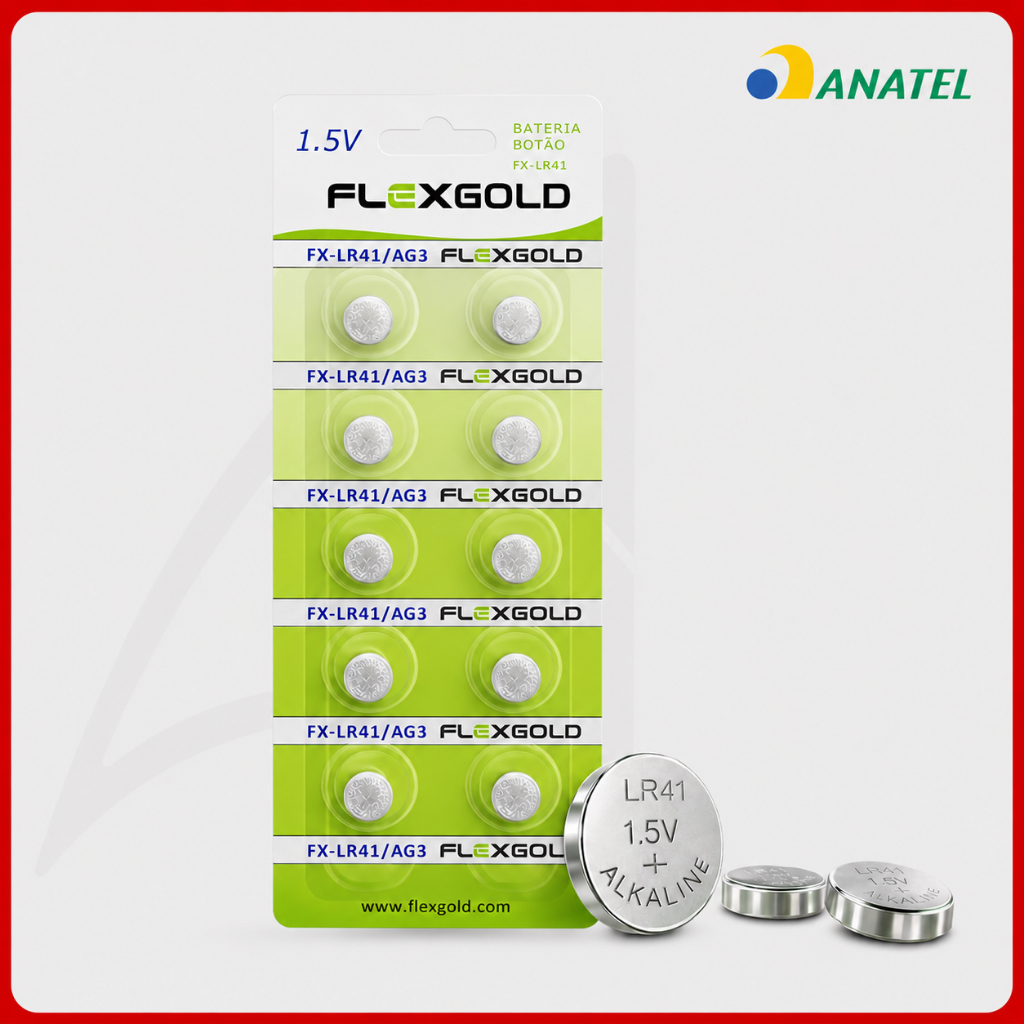 Kit 14 Pilhas Botão LR41 AG3 1.5V Alcalina Flexgold Alta Durabilidade