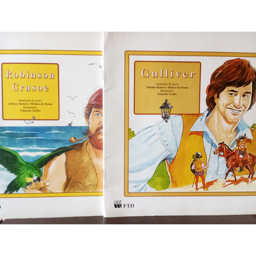 Livros Gulliver e Robinson Crusoe - Adaptação de Adriana Ramos e Monica de Souza