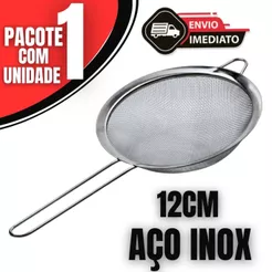 Peneira Inox 12cm Coador Manual Utensílio de Cozinha Multiuso Resistente Chá Café e Sucos