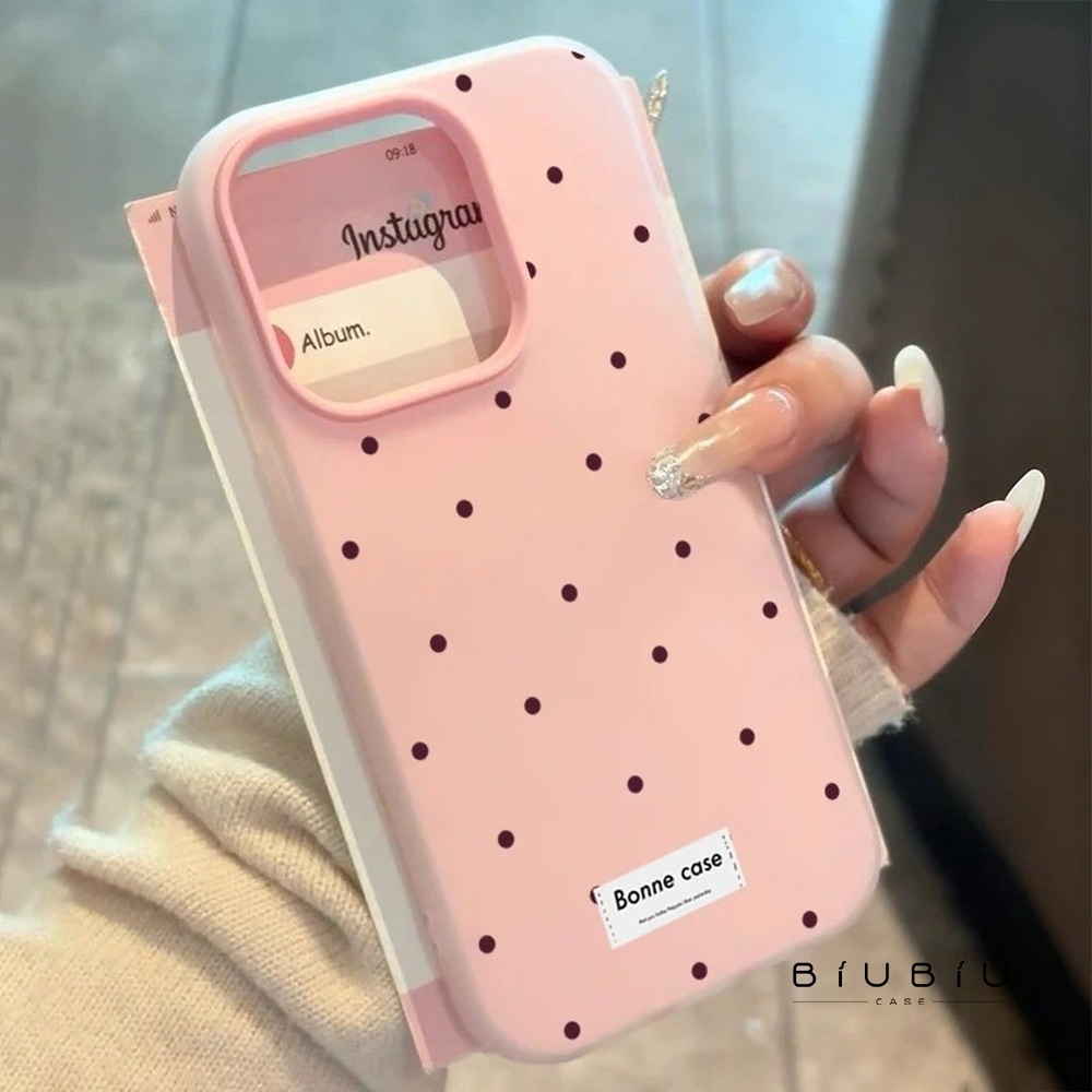 Capinha 2 Em 1 Bolinhas Brancas Anti-Impacto Para iPhone 7 8 X XR XS Max 11 12 13 14 15 16 17 Pro Max Plus