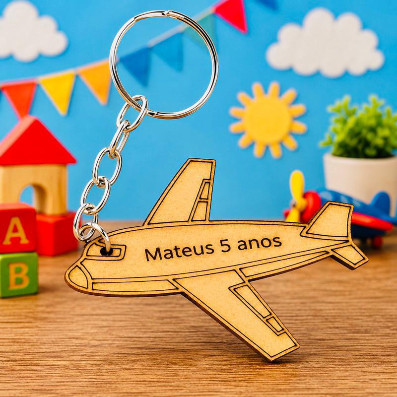Kit Chaveiro AVIÃO PERSONALIZADO, para decoração, aniversário, lembrancinhas MDF