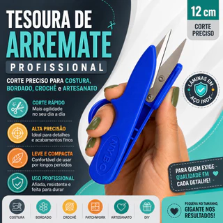 Tesoura de Arremate Profissional 12cm Para Costura Bordado Corte de Linha Artesanato DIY - CH