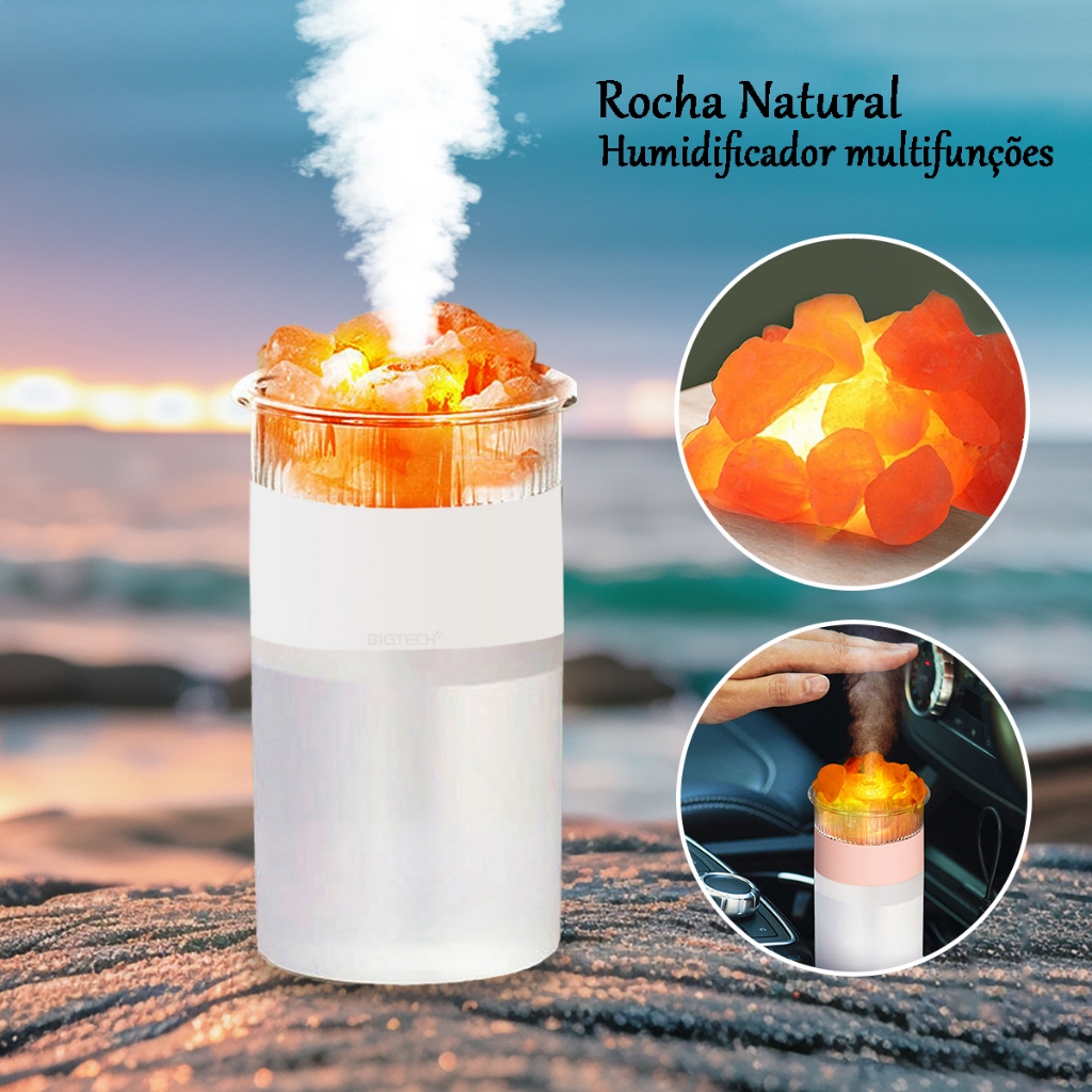 Umidificador De Ar Purificador Difusor Aromatizador Ambiente Aromas De Sal Grosso Com Grande Capacidade 350 Ml