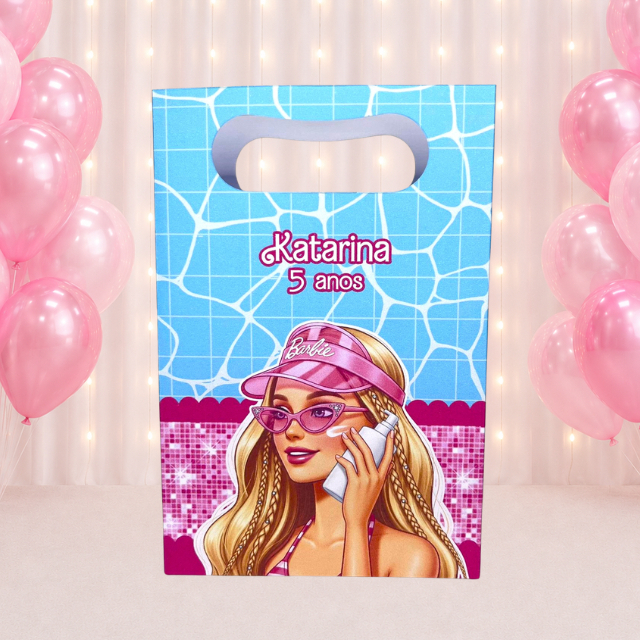SACOLINHA PERSONALIZADA PARA LEMBRANCINHAS BARBI MALIBU BARBI POOL PARTY | SACOLA PERSONALIZADA | SACOLA SURPRESA
