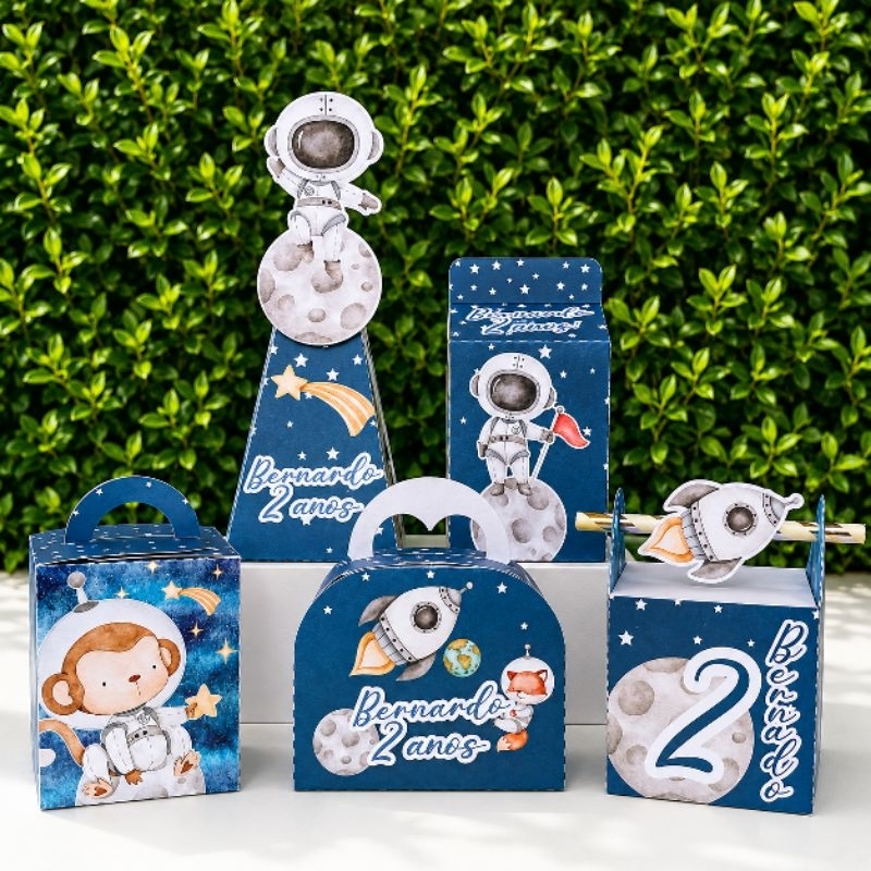 Kit Caixinhas Personalizadas Astronauta ~ Lembrancinhas, kit festa, personalizados, festa infantil.