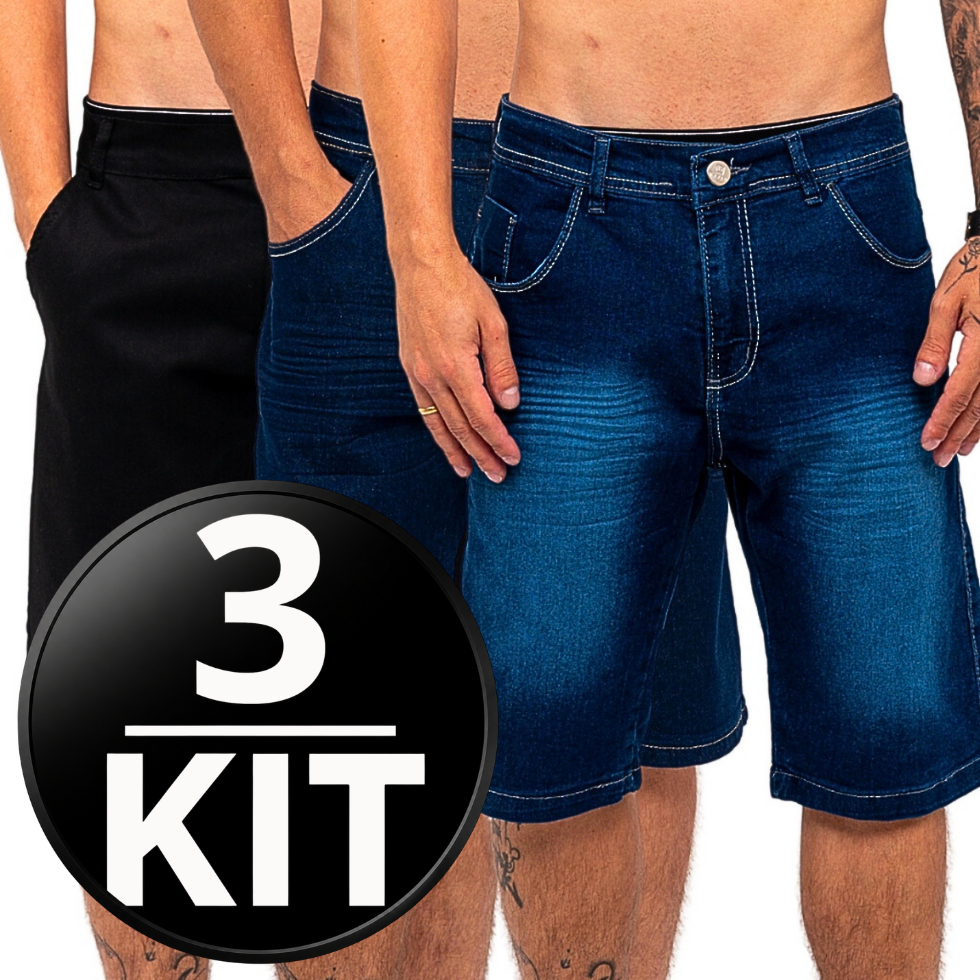 Bermuda Jeans Masculina > Envio Imediato > Kit 3 Bermudas Premium