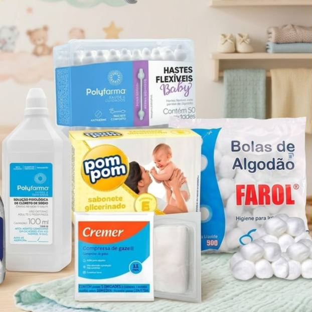 Kit Bebe Recem Nascido Maternidade Cuidados Em Casa Mãe e Bebê Pós Parto 7 itens