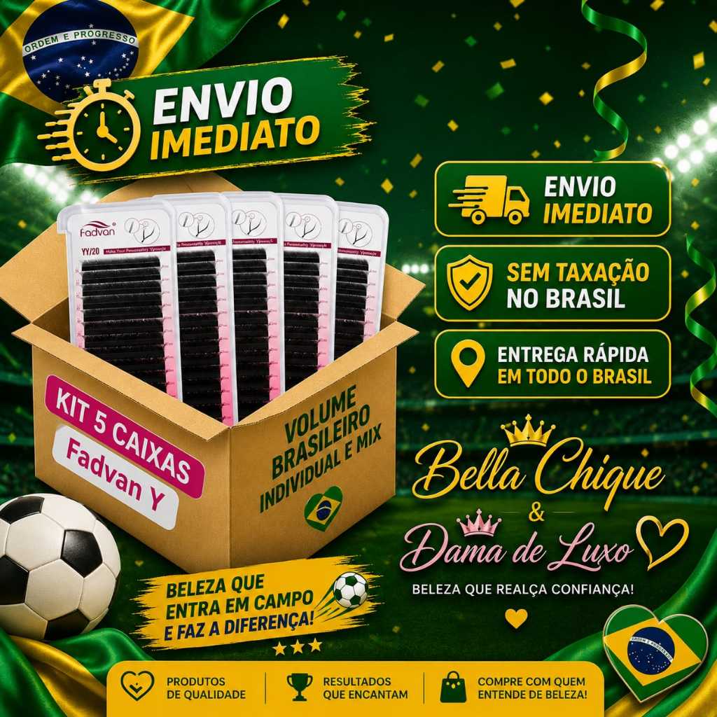 Kit 5 Cílios FADVAN YY Volume Brasileiro Alongamento Extensão Cilios ENVIO IMEDIATO