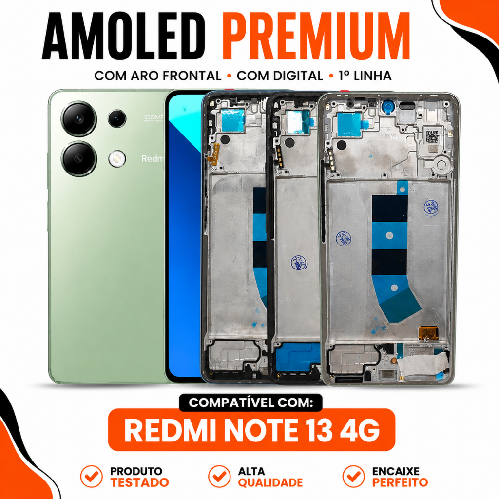 Display Redmi Note 13 4G Tela Amoled Premium 1º Linha Oled Com Aro Frontal Com D