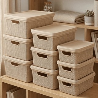 Kit 9 Caixas Organizadoras com Tampa 15L 5L 1,8L Em Plástico Multiuso Para Organização