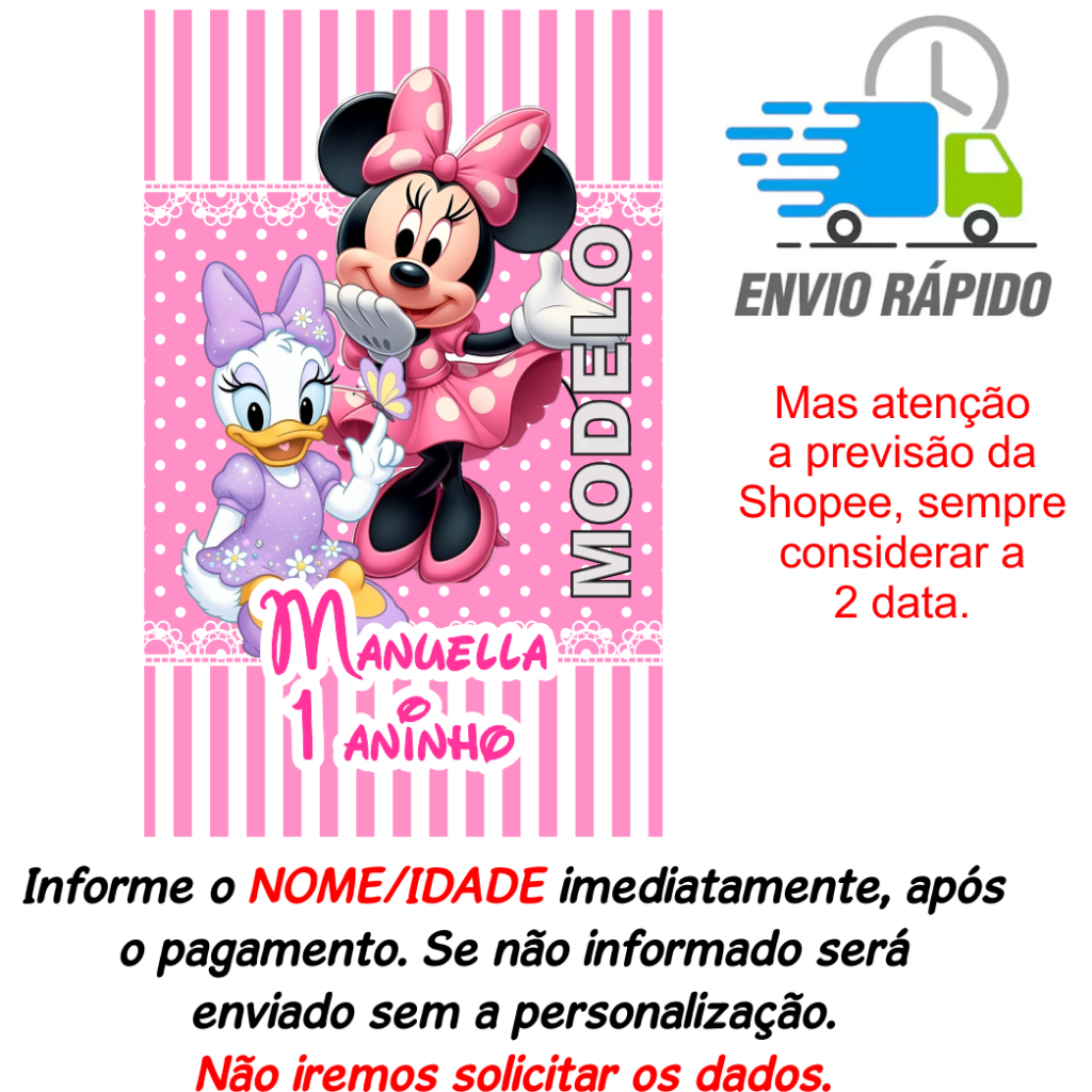 15 Adesivos Tubete Minnie e Margarida - Etiqueta - Rótulo Personalizado - Tag - Kit Festa